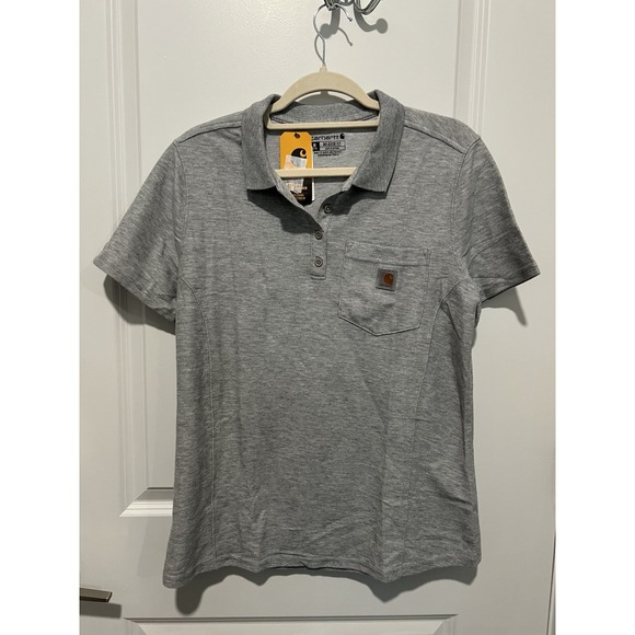 Carhartt Tops - Carhartt Loose Fit Midweight Short-Sleeve Pocket Polo‎ Womens Medium NWT Gray